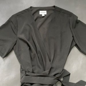 Frank & Oak Wrap Dress in Black